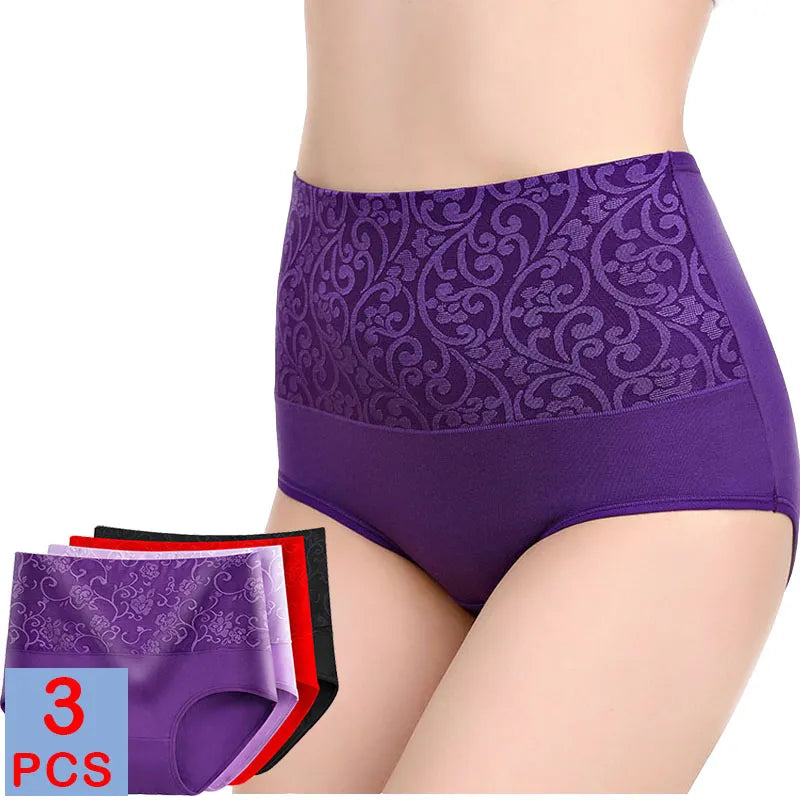 2Pcs Plus Size Cotton Panties for Woman Breathable High Waist