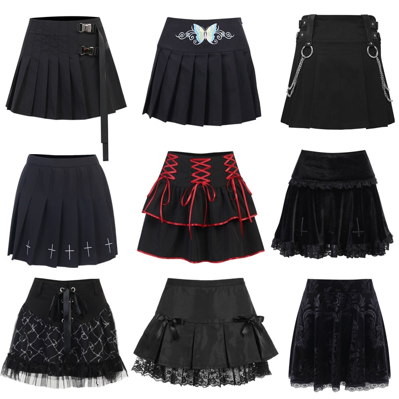 Gothic High Waist Pleated Skirt – Kinky Cloth