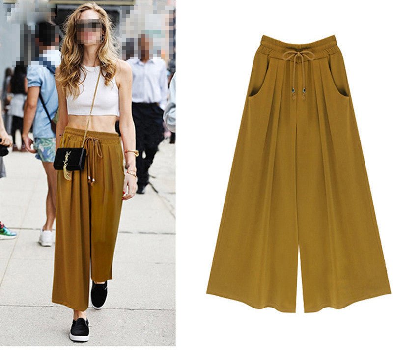 Women Pants Solid Loose High Waist Long Trousers Summer Pant