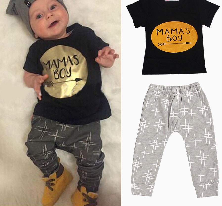 2pcs Newborn Toddler Kids Baby Boy Stylish Clothes T-Shirt Tops +