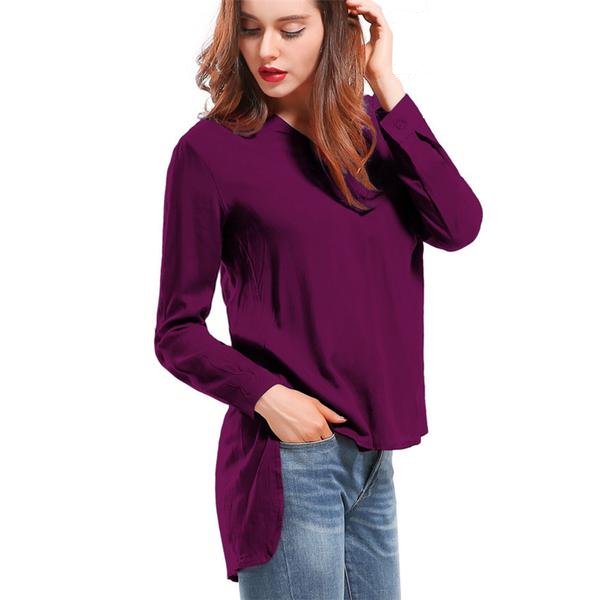 Online discount shop Australia - Long Sleeve blouse shirt Women Shirts Cotton Women Fashion Streetwear Blouses V-neck Solid Sexy Loose Women Tops