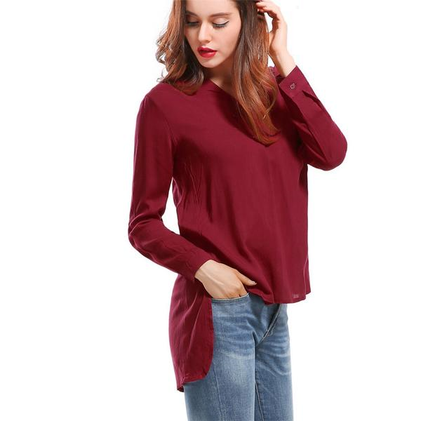 Online discount shop Australia - Long Sleeve blouse shirt Women Shirts Cotton Women Fashion Streetwear Blouses V-neck Solid Sexy Loose Women Tops