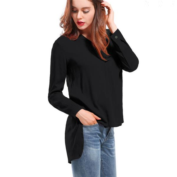 Online discount shop Australia - Long Sleeve blouse shirt Women Shirts Cotton Women Fashion Streetwear Blouses V-neck Solid Sexy Loose Women Tops