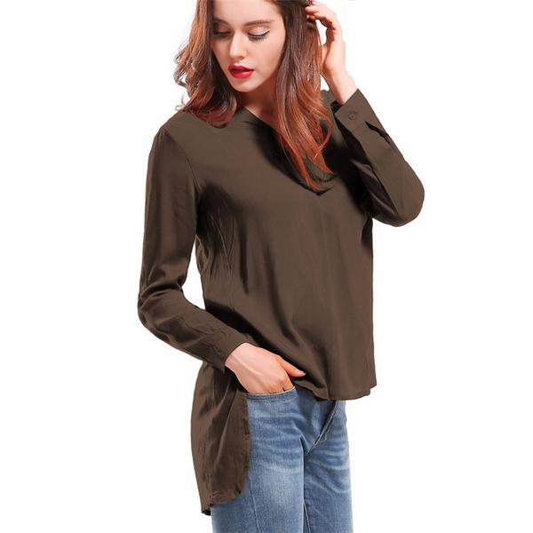 Online discount shop Australia - Long Sleeve blouse shirt Women Shirts Cotton Women Fashion Streetwear Blouses V-neck Solid Sexy Loose Women Tops