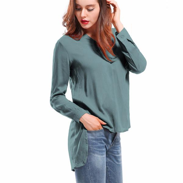 Online discount shop Australia - Long Sleeve blouse shirt Women Shirts Cotton Women Fashion Streetwear Blouses V-neck Solid Sexy Loose Women Tops