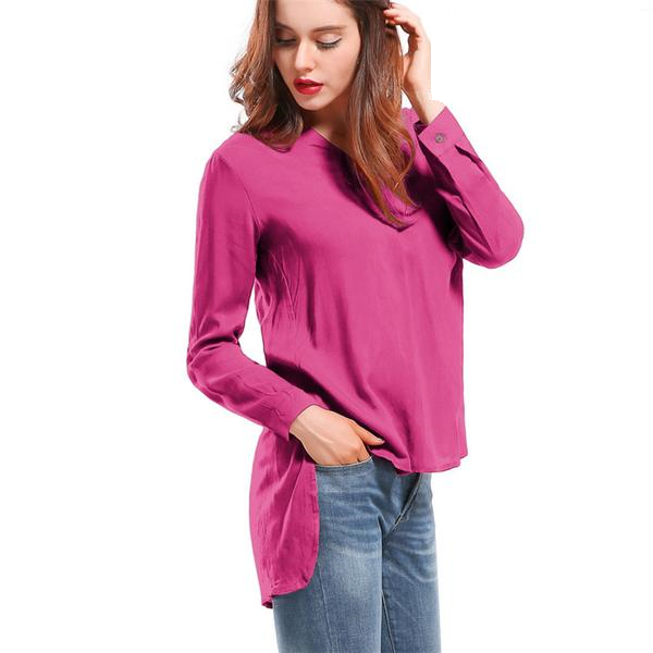 Online discount shop Australia - Long Sleeve blouse shirt Women Shirts Cotton Women Fashion Streetwear Blouses V-neck Solid Sexy Loose Women Tops