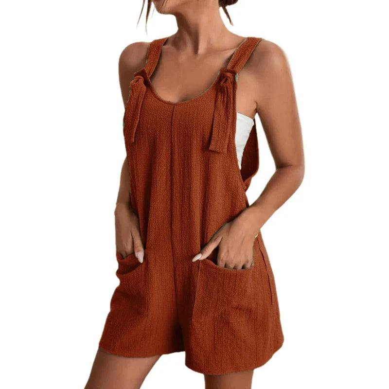 Fashion Women's Jumpsuit Strappy Sleeveless Casual Loose Solid With Pockets Short Overalls Office Ladies Streetwear-Dollar Bargains Online Shopping Australia