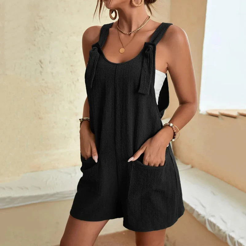 Fashion Women's Jumpsuit Strappy Sleeveless Casual Loose Solid With Pockets Short Overalls Office Ladies Streetwear-Dollar Bargains Online Shopping Australia