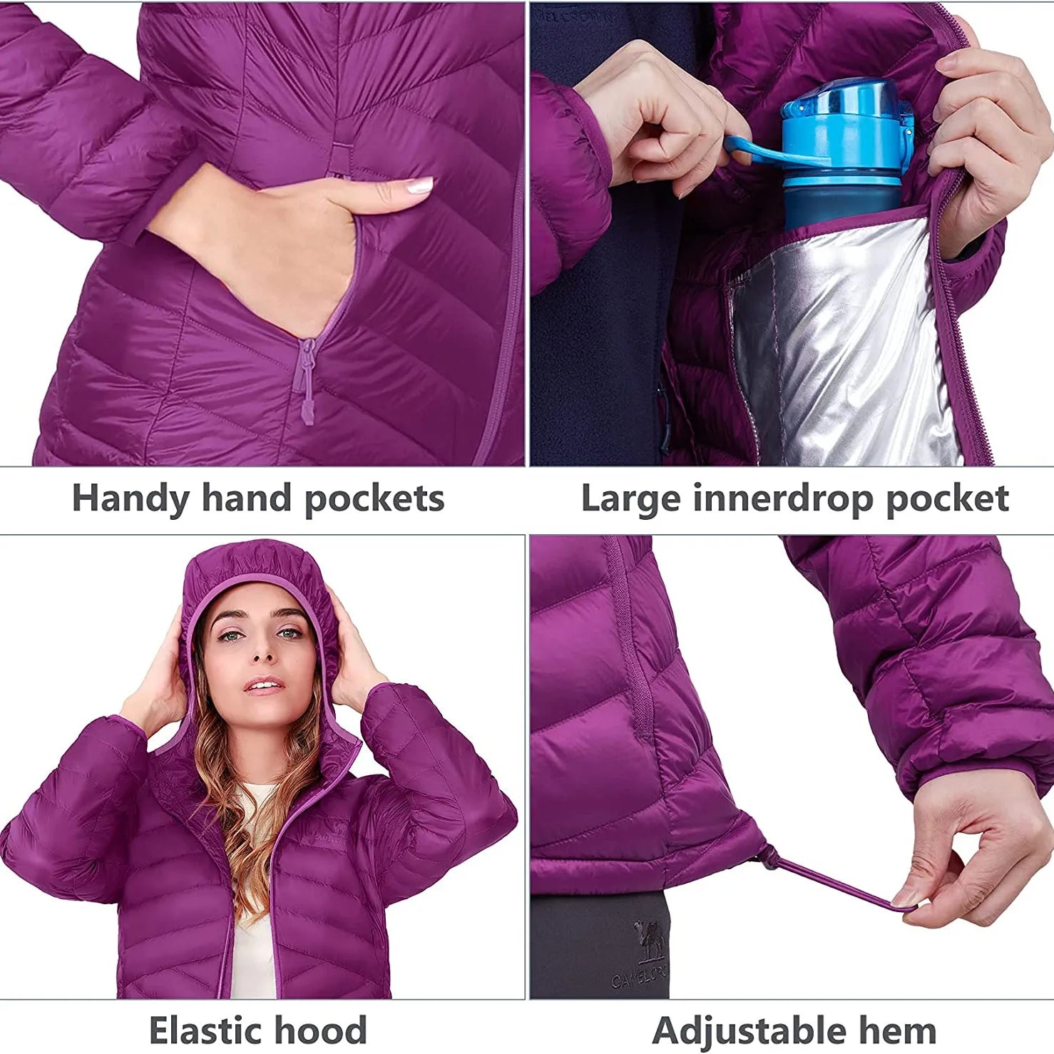 Women’s Hooded Down Jackets Lightweight Packable Anti-static Warm Jacket Puffer Insulated Women's