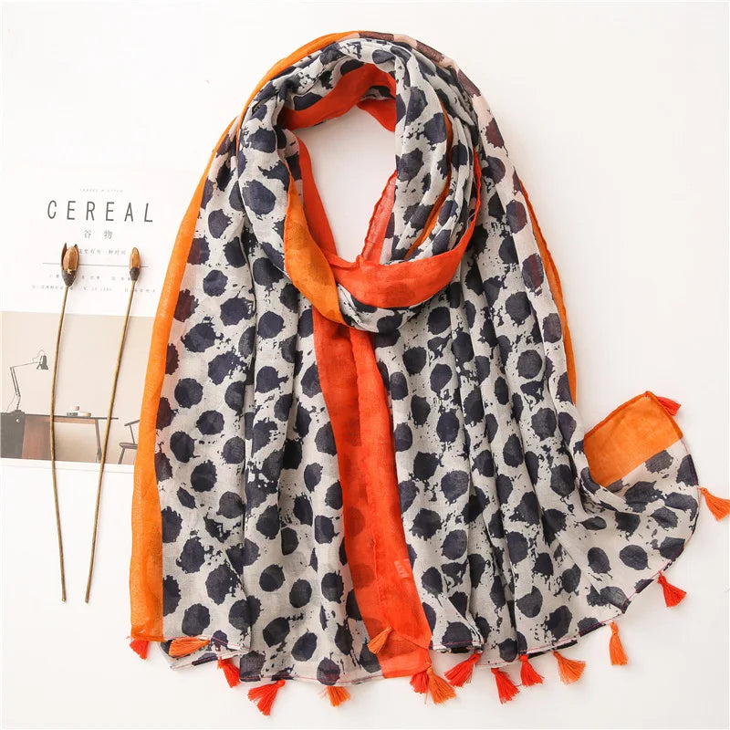 Polka Floral Fringe Viscose Shawl Scarf Lady High Quality Wrap Headband Muslim Hijab-Dollar Bargains Online Shopping Australia