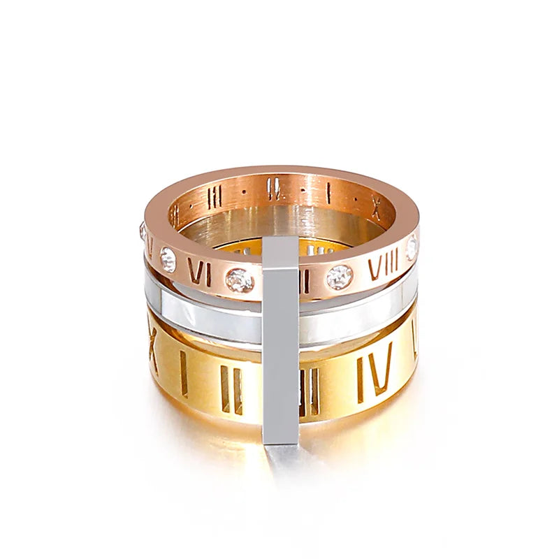 Roman Numerals Engagement Wedding Rings For Women Stainless Steel S Rose Gold Color Ladies Luxury Ring Bohemian Jewellery-Dollar Bargains Online Shopping Australia