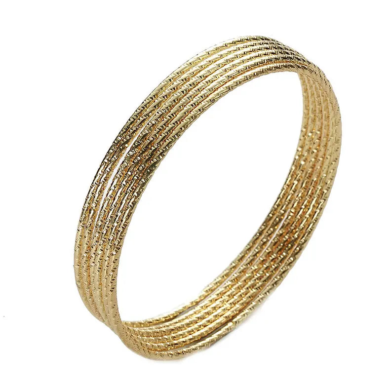 6PC/SET Fashion Gold Plated Silver Color Bangles Bracelets For Women 68mm Big Circle Wire Indian Bangle Jewelry Gifts-Dollar Bargains Online Shopping Australia