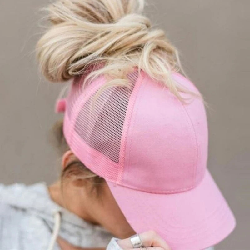 High Ponytail Baseball Cap for Women Summer Sun Hat Running Snapback Hat Messy High Bun CasualWomen's Mesh Caps Female