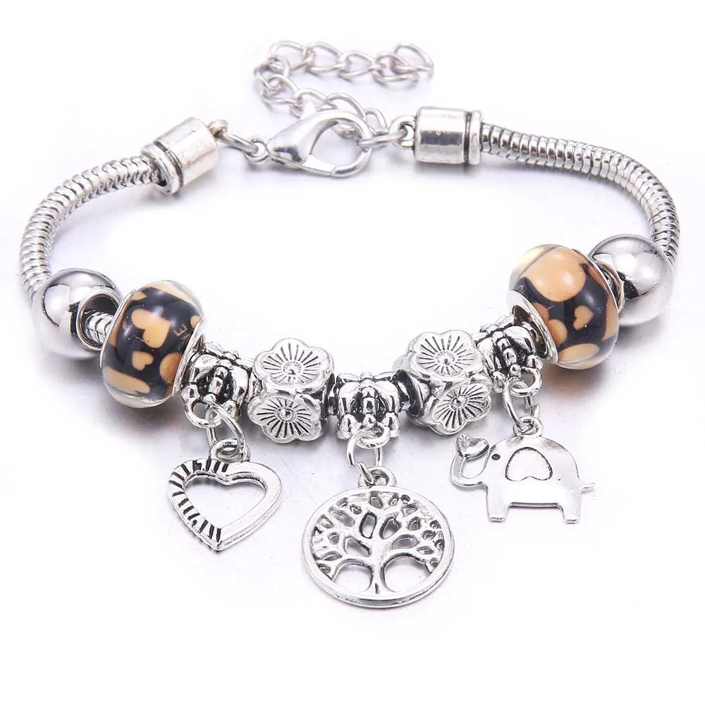 dragonfly owl Shape Crystal Charm Bracelets Beads Bracelet Women DIY Beads Brand Bracelets & Bangles Jewelry Gift-Dollar Bargains Online Shopping Australia