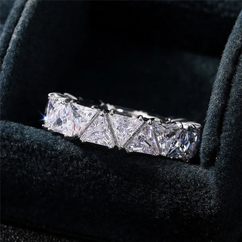 Wedding Band Promise Rings for Women Unique Triangle Cubic Zirconia Design-Dollar Bargains Online Shopping Australia