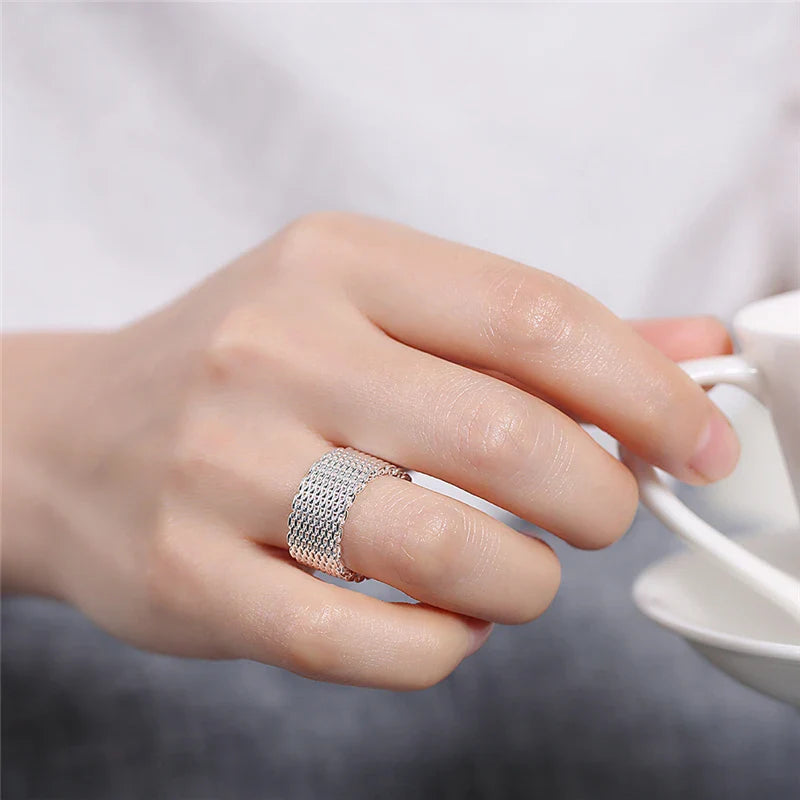 925 Sterling Silver Interwoven Web Ring For Woman Fashion Charm Wedding Engagement Jewelry-Dollar Bargains Online Shopping Australia