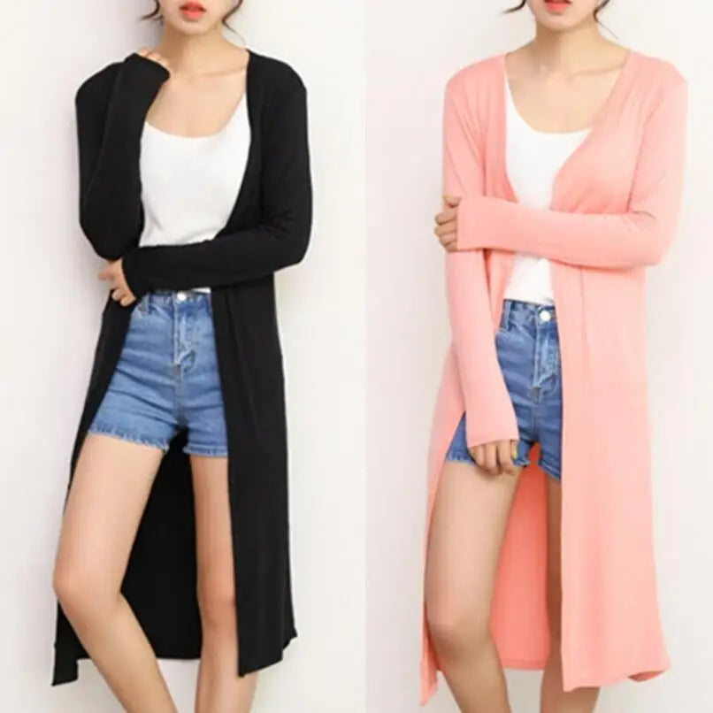 Summer Autumn 12 Colors Women Modal Long Cardigan Female Cotton Sweater Cardigans Long Sleeve Women Casual Coat Ladies Outerwear