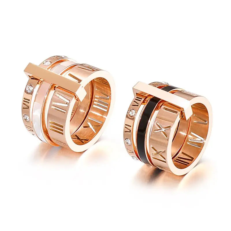 Roman Numerals Engagement Wedding Rings For Women Stainless Steel S Rose Gold Color Ladies Luxury Ring Bohemian Jewellery-Dollar Bargains Online Shopping Australia