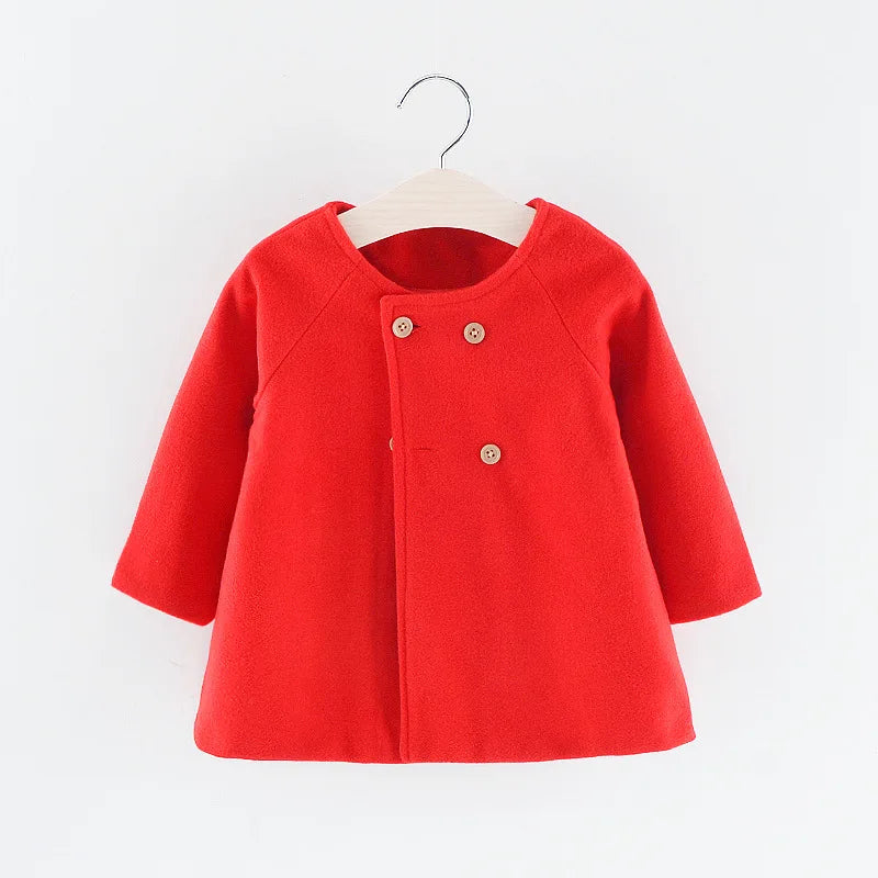 Double Breasted Girls Woolen Coats Autumn Winter Trench Jacket Coat 2-6Yrs Children Clothes For Kids Outerwear Birthday Present-Dollar Bargains Online Shopping Australia