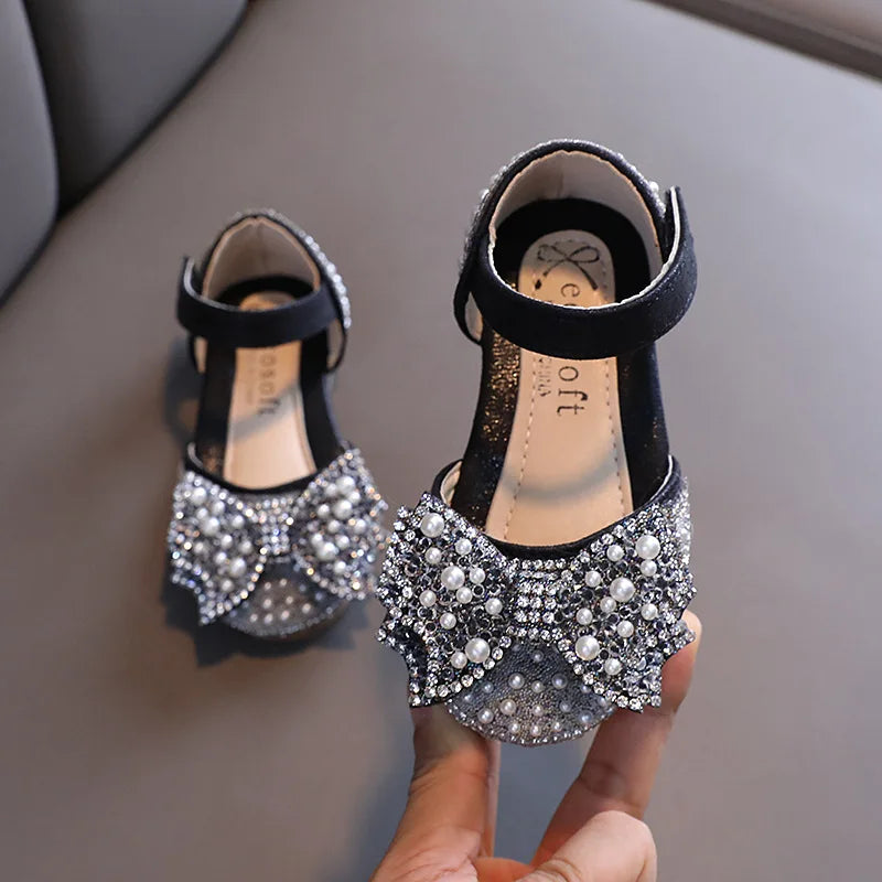 Summer Girls Flat Princess Sandals Fashion Sequins Bow Rhinestone Baby Shoes Kids Shoes Party Wedding Party Sandals