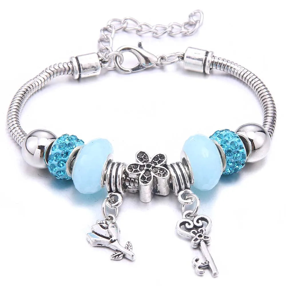 Charm Bracelet & Bangles Jewelry white butterfly Crown Beads Bracelets Brands Bracelets Fit Women Girl Friendship Gift-Dollar Bargains Online Shopping Australia