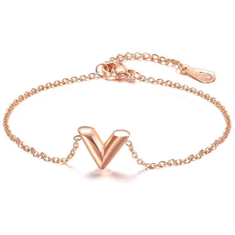 V Letter Pendant Necklace For Woman Stainless Steel Women Necklace Luxury Jewelry Female Costume Accessories-Dollar Bargains Online Shopping Australia