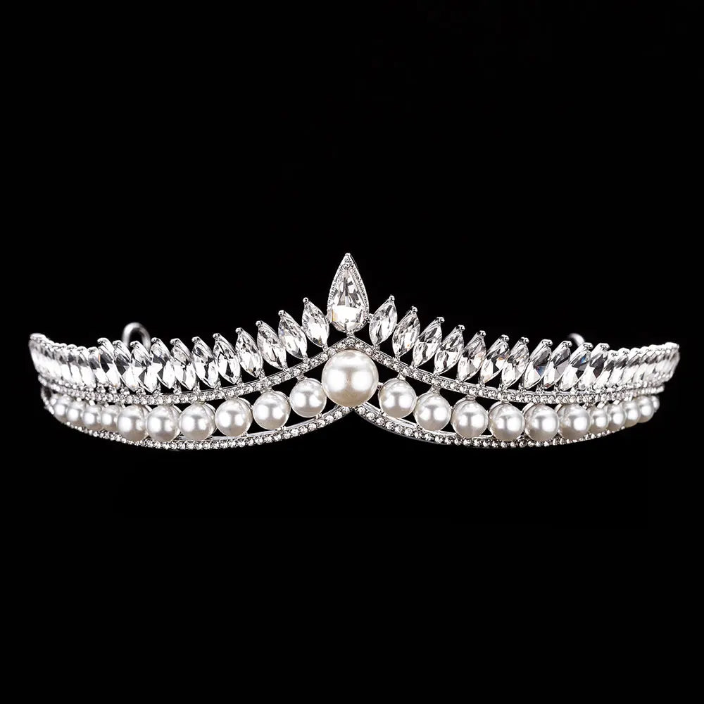 Bride Crystal Pearl Costume jewelery sets Rhinestone Choker Necklace Earrings Tiara Bridal Women Wedding Jewelry Set-Dollar Bargains Online Shopping Australia