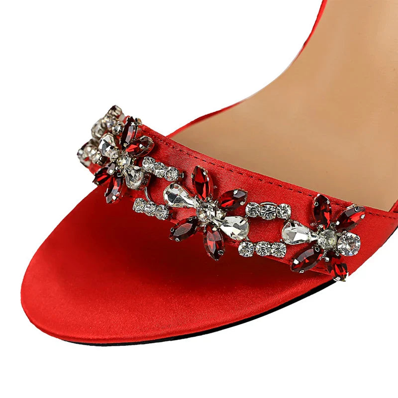 Shoes Open Toe Rhinestones Sandals Women High Heels Sandals Female Shoes Heeled Sandals-Dollar Bargains Online Shopping Australia