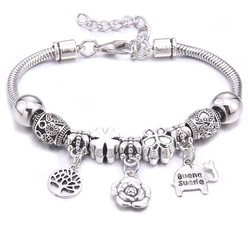 dragonfly owl Shape Crystal Charm Bracelets Beads Bracelet Women DIY Beads Brand Bracelets & Bangles Jewelry Gift-Dollar Bargains Online Shopping Australia