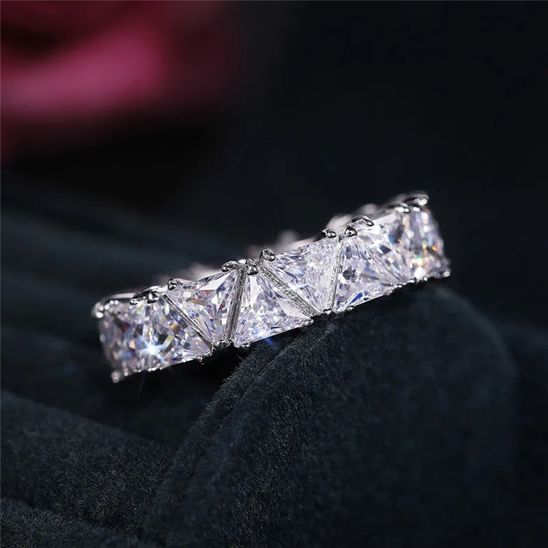 Wedding Band Promise Rings for Women Unique Triangle Cubic Zirconia Design-Dollar Bargains Online Shopping Australia