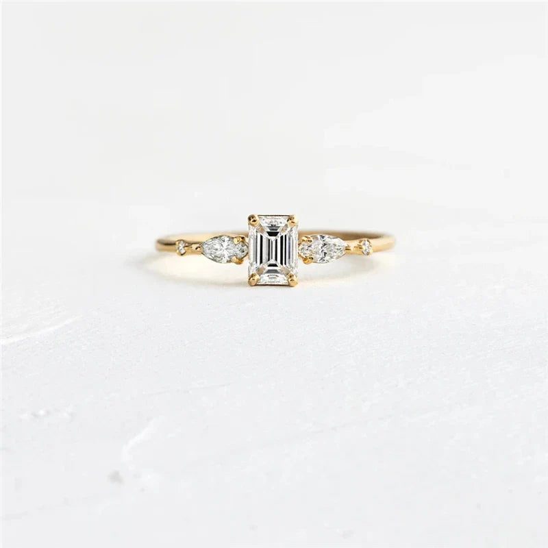 925 Sterling Silver Fashion Mini Zircon Engagement Ring for Women Rings Female Gold Color Fine Jewelry-Dollar Bargains Online Shopping Australia