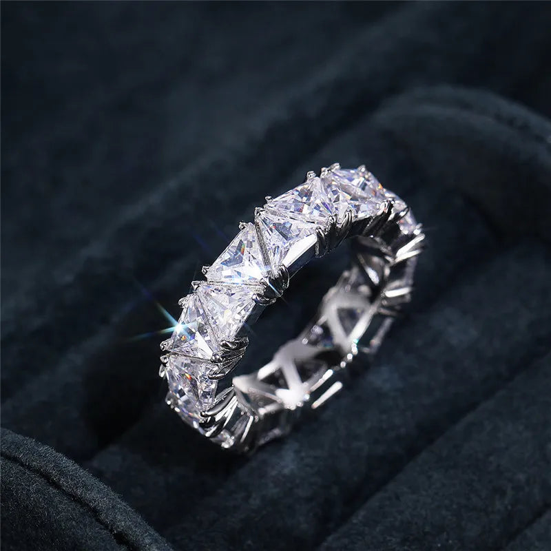 Wedding Band Promise Rings for Women Unique Triangle Cubic Zirconia Design-Dollar Bargains Online Shopping Australia