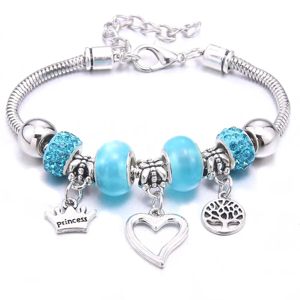 Charm Bracelet & Bangles Jewelry white butterfly Crown Beads Bracelets Brands Bracelets Fit Women Girl Friendship Gift-Dollar Bargains Online Shopping Australia