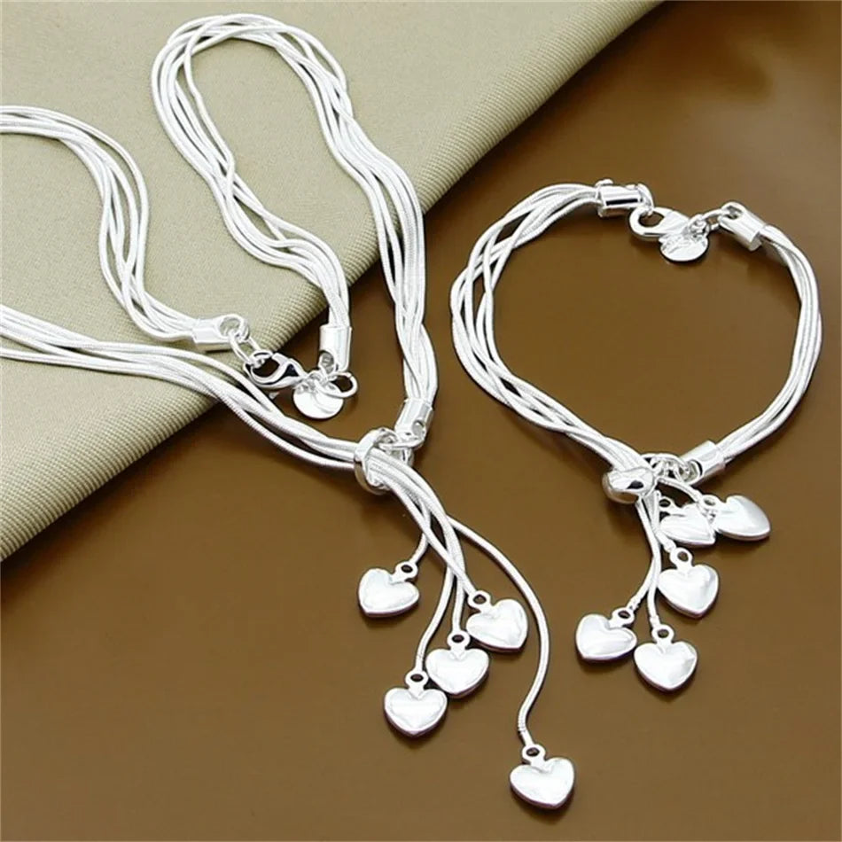 Fine Jewelry Set 925 Sterling Silver Sideways Snake Chain Bracelet Necklace Sets For Women Men Fashion Charm Jewelry Gift-Dollar Bargains Online Shopping Australia