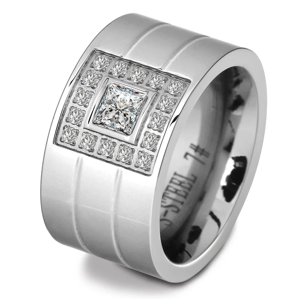 Women Crystal Rings Stainless Steel Wedding Rings For Women Party Jewelry-Dollar Bargains Online Shopping Australia