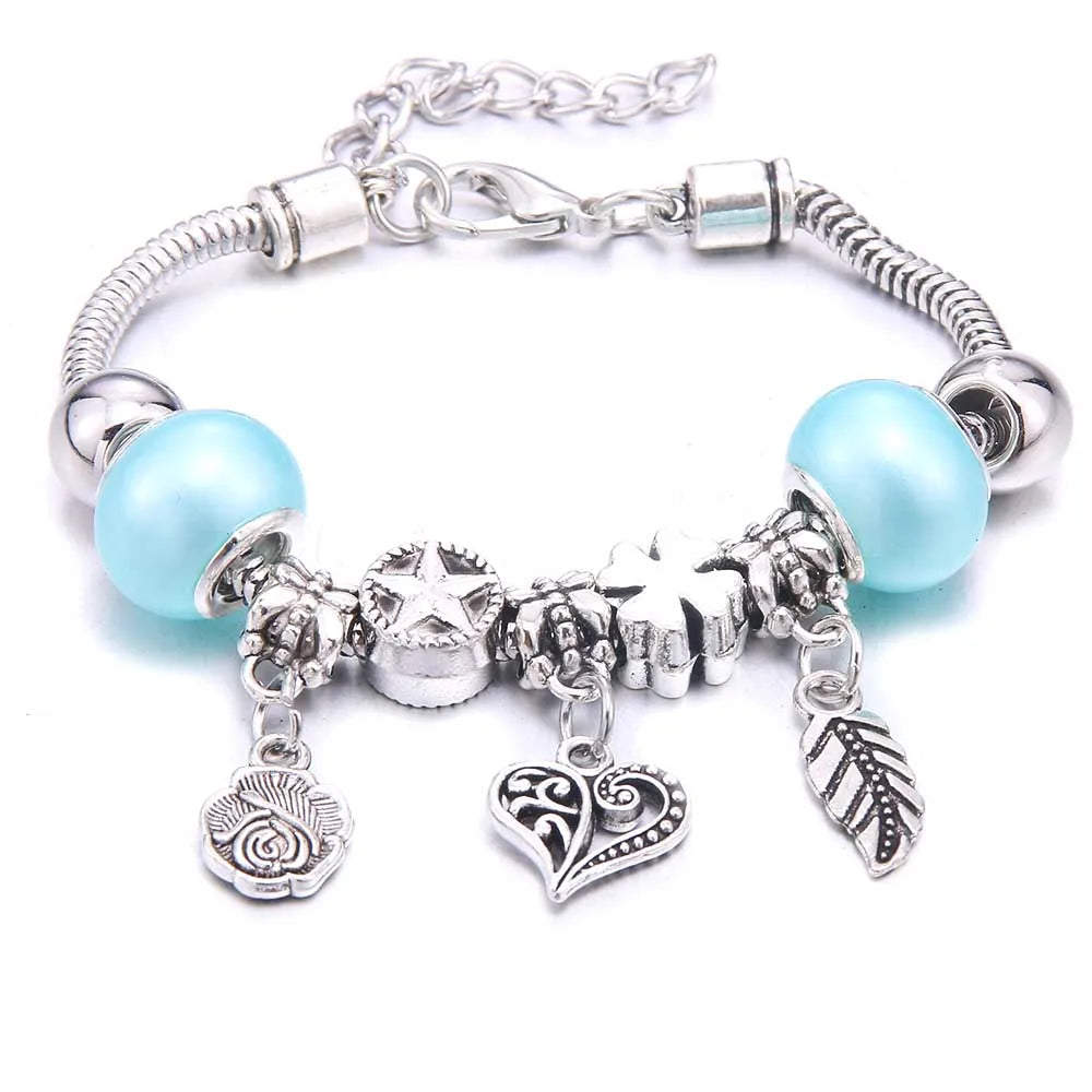 Charm Bracelet & Bangles Jewelry white butterfly Crown Beads Bracelets Brands Bracelets Fit Women Girl Friendship Gift-Dollar Bargains Online Shopping Australia