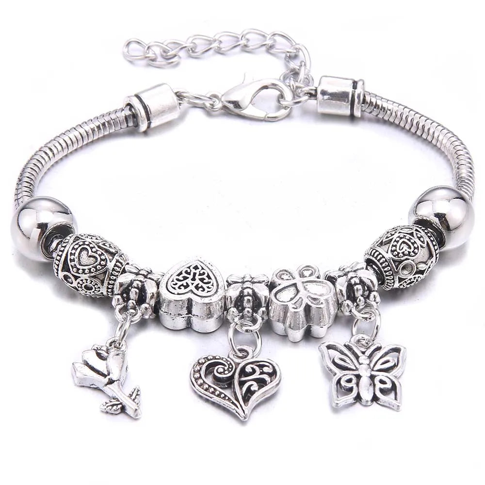 dragonfly owl Shape Crystal Charm Bracelets Beads Bracelet Women DIY Beads Brand Bracelets & Bangles Jewelry Gift-Dollar Bargains Online Shopping Australia