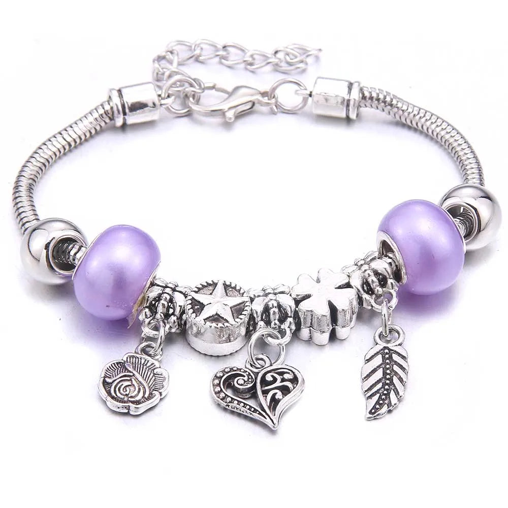 Charm Bracelet & Bangles Jewelry white butterfly Crown Beads Bracelets Brands Bracelets Fit Women Girl Friendship Gift-Dollar Bargains Online Shopping Australia