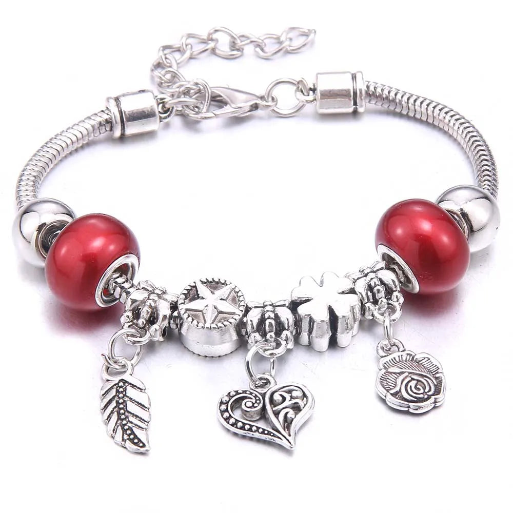 Charm Bracelet & Bangles Jewelry white butterfly Crown Beads Bracelets Brands Bracelets Fit Women Girl Friendship Gift-Dollar Bargains Online Shopping Australia