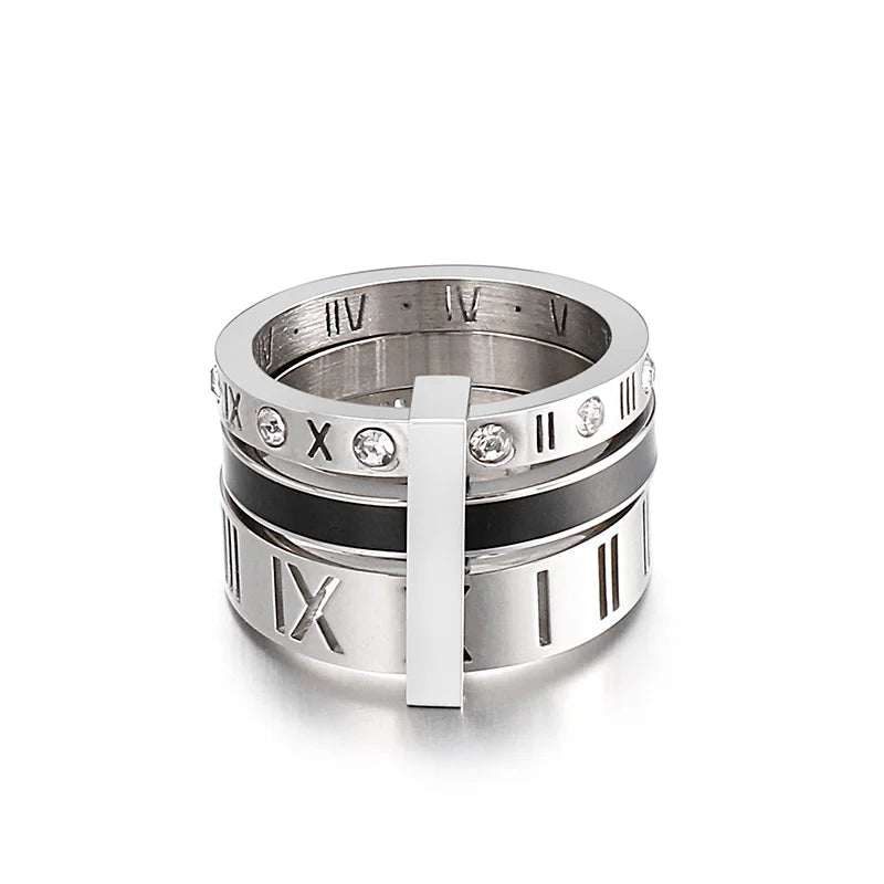 Roman Numerals Engagement Wedding Rings For Women Stainless Steel S Rose Gold Color Ladies Luxury Ring Bohemian Jewellery-Dollar Bargains Online Shopping Australia