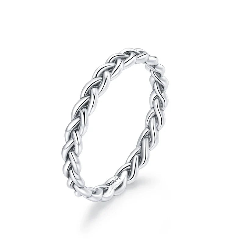 Sterling Silver Braided Texture Twisted Eternity Band Stackable Rings Fine Jewelry-Dollar Bargains Online Shopping Australia