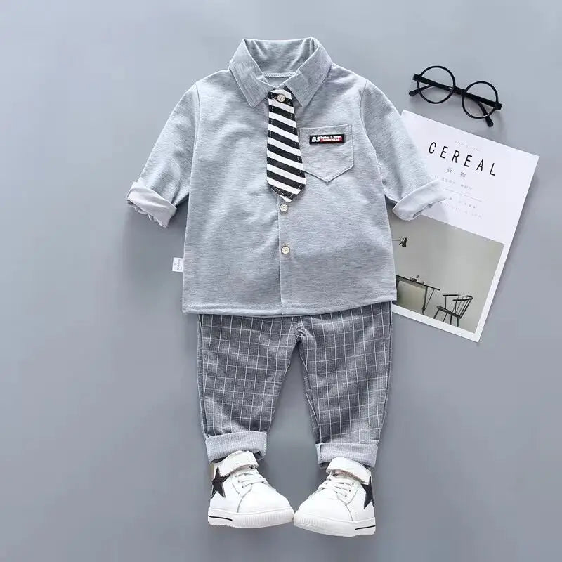 Children Kids Gentleman Clothing Suit Birthday Wedding Party Elegant Set Baby Boy Casual Wear Striped Shirt Vest Pants Costume-Dollar Bargains Online Shopping Australia