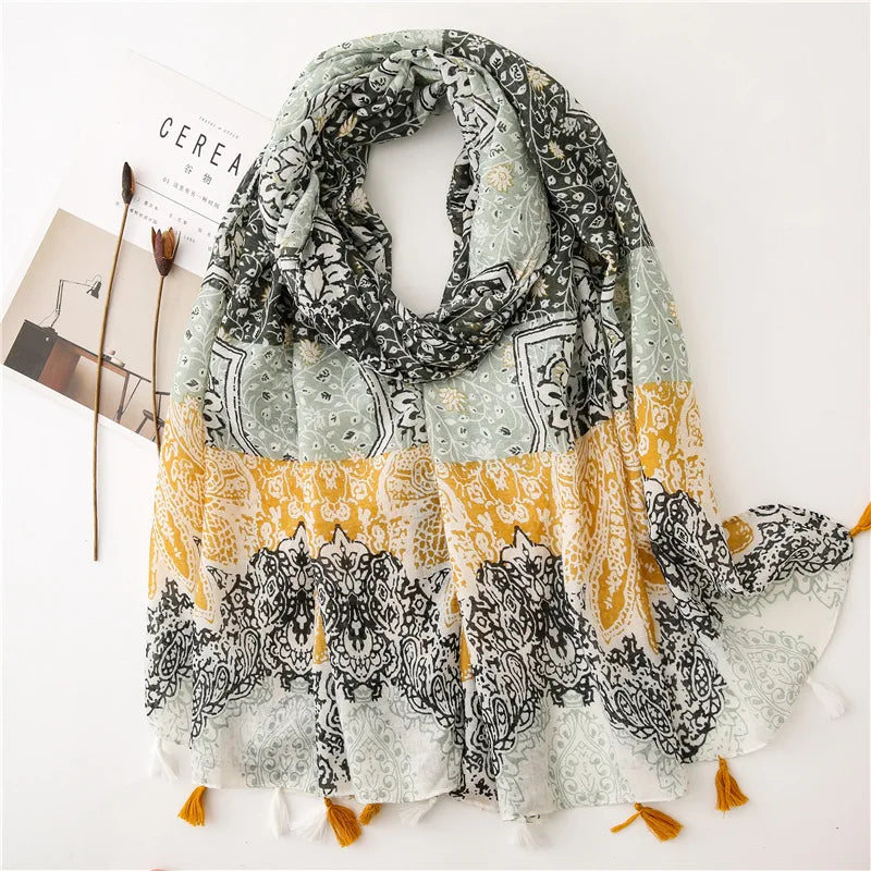 Polka Floral Fringe Viscose Shawl Scarf Lady High Quality Wrap Headband Muslim Hijab-Dollar Bargains Online Shopping Australia