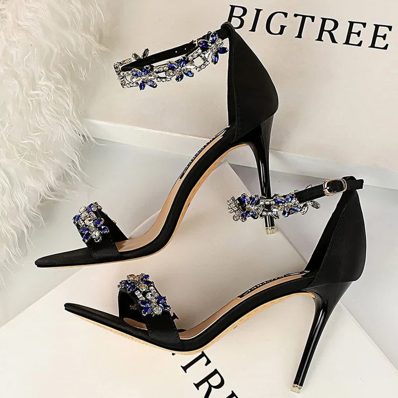 Shoes Open Toe Rhinestones Sandals Women High Heels Sandals Female Shoes Heeled Sandals-Dollar Bargains Online Shopping Australia