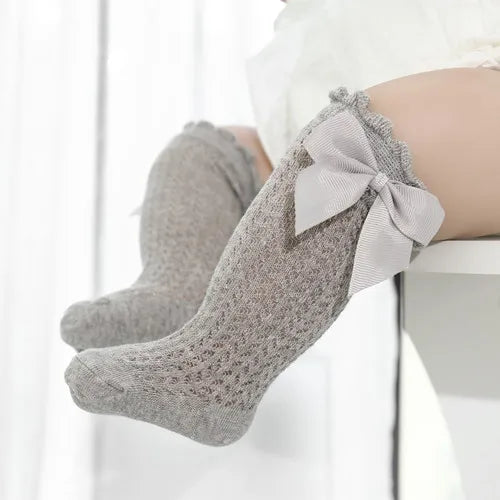 Baby Girl Socks Toddler Big Bow Cotton Summer Mesh Infant Knee Socks Newborn Long Princess Socks-Dollar Bargains Online Shopping Australia