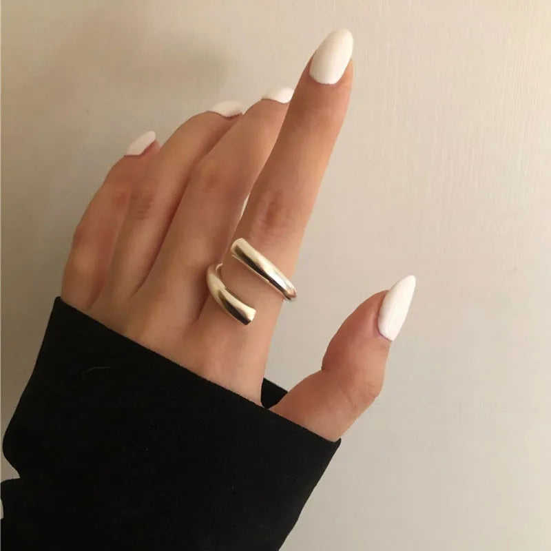 Minimalist Silver Colour Ring for Women Fashion Creative Hollow Irregular Geometric Rings Set Birthday Party Jewelry Gift-Dollar Bargains Online Shopping Australia