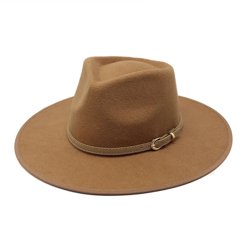 Women Hats khaki Camel Wide Brim Felt Fedoras Hats Wool Vintage Dress Formal Church Hat Fashionable Jazz Hats-Dollar Bargains Online Shopping Australia