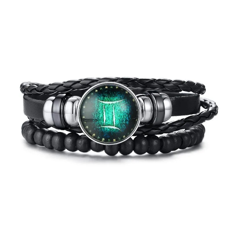 12 Horoscope Multi-layer Leather Rope Bracelets for Men Women Gifts Vintage-Dollar Bargains Online Shopping Australia