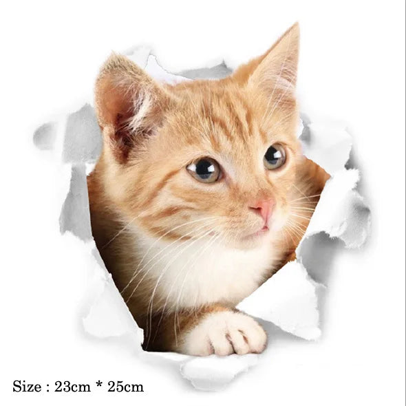 Cats 3D Wall Sticker Toilet Stickers Hole View Vivid Dogs Bathroom For Home Decoration Animals Vinyl Decals Art Wallpaper Poster-Dollar Bargains Online Shopping Australia