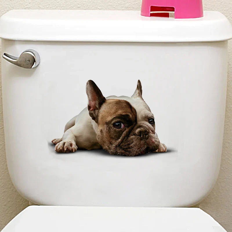 Cats 3D Wall Sticker Toilet Stickers Hole View Vivid Dogs Bathroom For Home Decoration Animals Vinyl Decals Art Wallpaper Poster-Dollar Bargains Online Shopping Australia